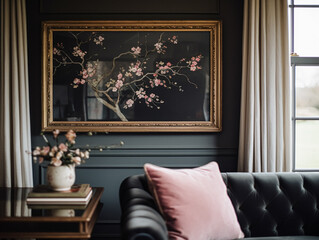 Artwork in a frame in the English countryside style, art and home decor