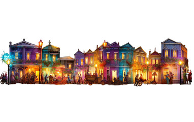 Mardi Gras Procession Glows with Illuminated Lanterns Isolated on Transparent Background PNG.