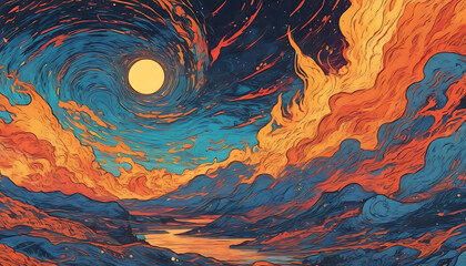 Hand drawn burning flame illustration background material
 - Powered by Adobe