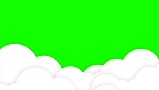 4K animation of white clouds on green screen