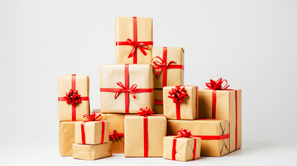 Obraz premium background of Christmas gift boxes. Generative Ai.