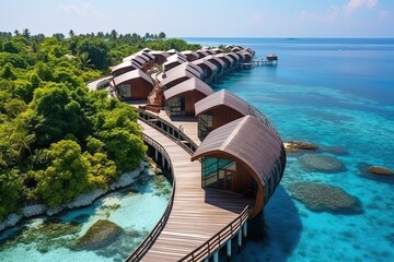 Maldives landscape. Aerial drone view. Generative AI Art. Beautiful view.