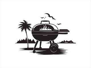 barbecue grill vector for print on demand, barbecue grill isolated on white, barbecue grill illustration