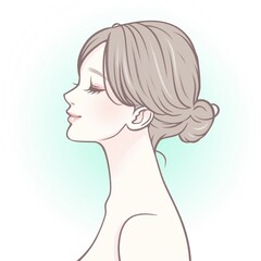 横顔の女性・女の子のイラスト素材