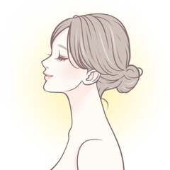 横顔の女性・女の子のイラスト素材