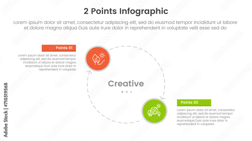 Poster versus or compare and comparison concept for infographic template banner with big circle line arrow 