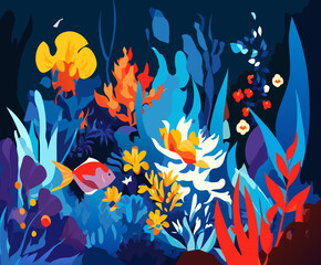 Organic underwater flora vektor icon illustation