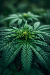 Vibrant Green Marijuana Plant in Full Bloom