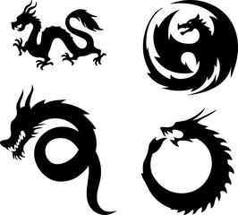 Japanese dragon silhouettes set dragon tattoo, japanese tattoo ,china, dragon jpeg