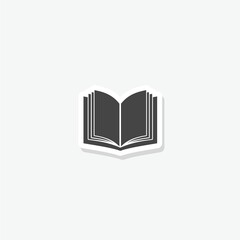 Open book icon sticker isolated on gray background