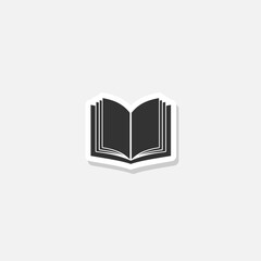 Open book icon sticker isolated on gray background