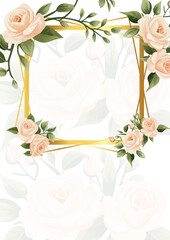 Peach and white elegant watercolor background with flora and flower
