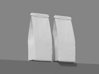 White Blank Standing Pouch Mockup 3D Coffee Packaging