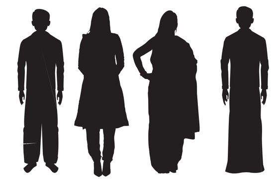 silhouettes of Indian people