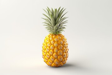 A pineapple on a white surface in a hyper realistic detailed, ultra realistic 3D, and photorealistic illustration.