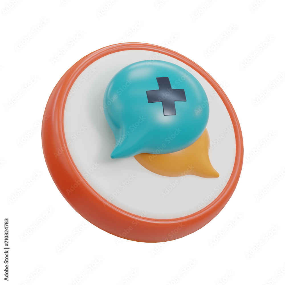 Poster 3d bubble model dialogue on health issues. 3d illustration, 3d element, 3d rendering. 3d visualizati