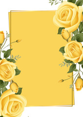 Yellow and white elegant watercolor background with flora and flower