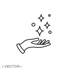 Clean hand icon, Antibacterial dermatology concept, thin line symbol isolated on white background, editable stroke eps 10 Vector illustration