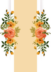 Yellow white and orange elegant watercolor background with flora and flower