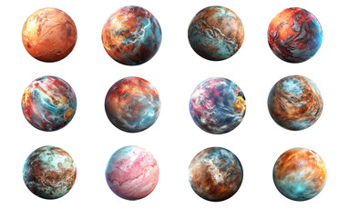 collection of stars and planets on space, ,isolated on a transparent background. PNG, cutout, or...