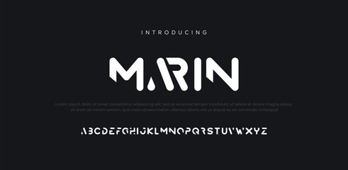 Marin Minimal font creative modern alphabet. Typography with dot regular and number. minimalist style fonts set. vector illustration	 - obrazy, fototapety, plakaty