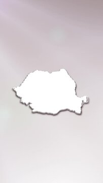 Mobile Vertical Resolution 1080x1920 Pixels, Romania 3D Map Intro on White Background, Multi Purpose Background Useful for Politics, Elections, Travel, News and Sports Events
