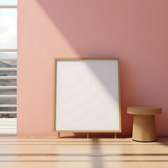 Mockup poster frame close up, 3d render