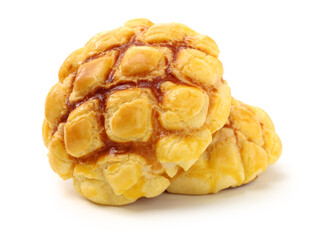 delicious Chinese style pineapple bun on white background.