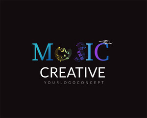 Naklejka premium Music player logo element. Logo template electronic music, equalizer, store, audio wave logo.