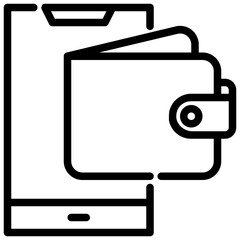 mobile wallet. vector single icon with a dashed line style. suitable for any purpose. for example: website design, mobile app design, logo, etc.