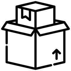 package unboxing. vector single icon with a dashed line style. suitable for any purpose. for example: website design, mobile app design, logo, etc.