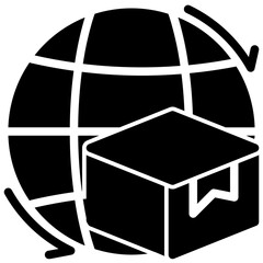 worldwide shipping package. vector single icon with a solid style. suitable for any purpose. for example: website design, mobile app design, logo, etc.