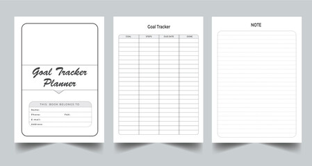 Editable Goal Tracker Planner Kdp Interior printable template Design.