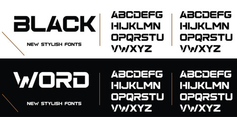 Black Abstract modern minimal alphabet fonts. Typography urban style for fun, sport, technology, fashion, digital, future creative logo font. vector illustration - obrazy, fototapety, plakaty