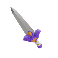 3D Sword Model Fun Swords for Imaginative Play. 3d illustration, 3d element, 3d rendering. 3d visualization isolated on a transparent background