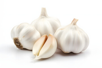 Garlic Cloves on a Solid Stark White Background