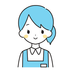 水色｜笑顔の女性店員｜エプロン