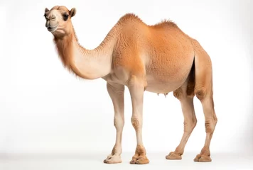 Foto op Plexiglas Majestic camel against a white background, camels photo © Aamir