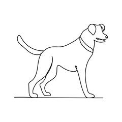 Dog continuous single line drawing vector art illustration