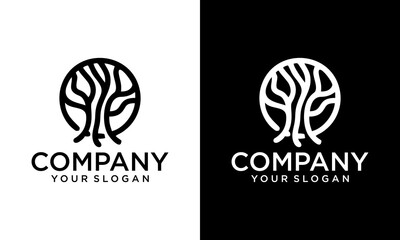 Creative Globe tree vector logo design template. Planet and eco symbol or icon.