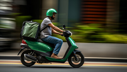  Food delivery driver on his way to deliver food