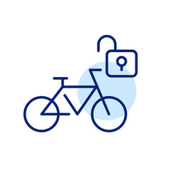 Unlocking rental bicycle. Pixel perfect, editable stroke icon