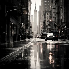 Fototapeta na wymiar rainy city