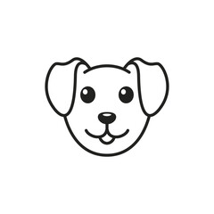 Dog head line icon. Vector isolated puppy head symbol on white background. front view