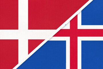 Naklejka premium Denmark and Iceland, symbol of country. Danish vs Icelandic national flags.
