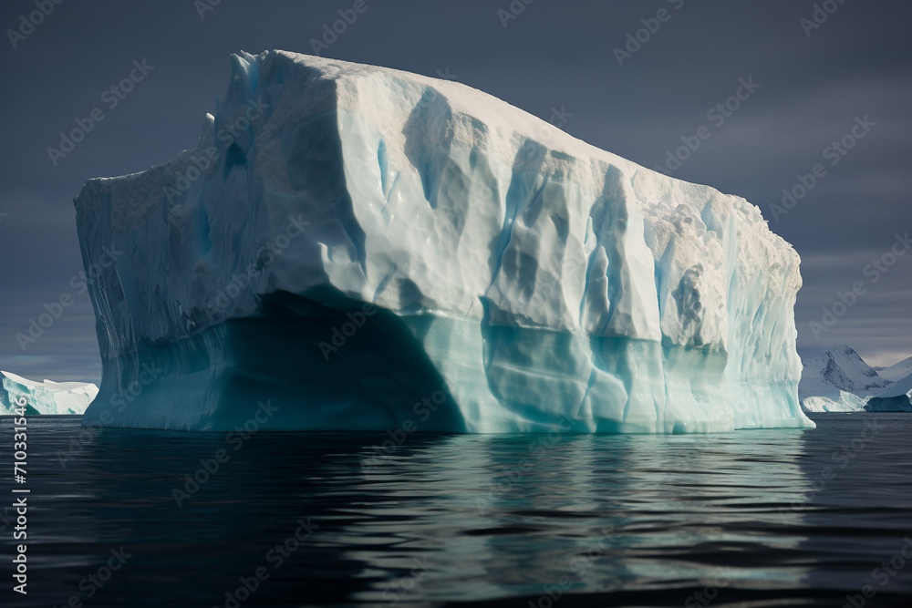 Wall mural a large iceberg floating in the middle of the ocean, generative ai