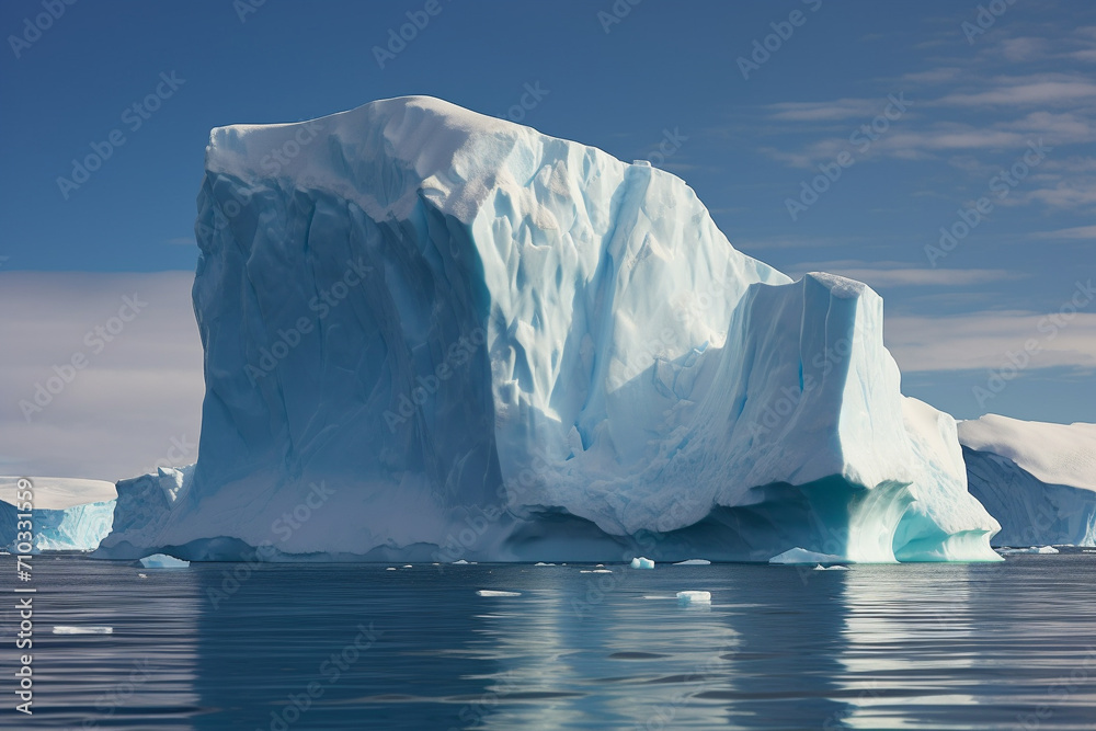 Wall mural a large iceberg floating in the middle of the ocean, generative ai