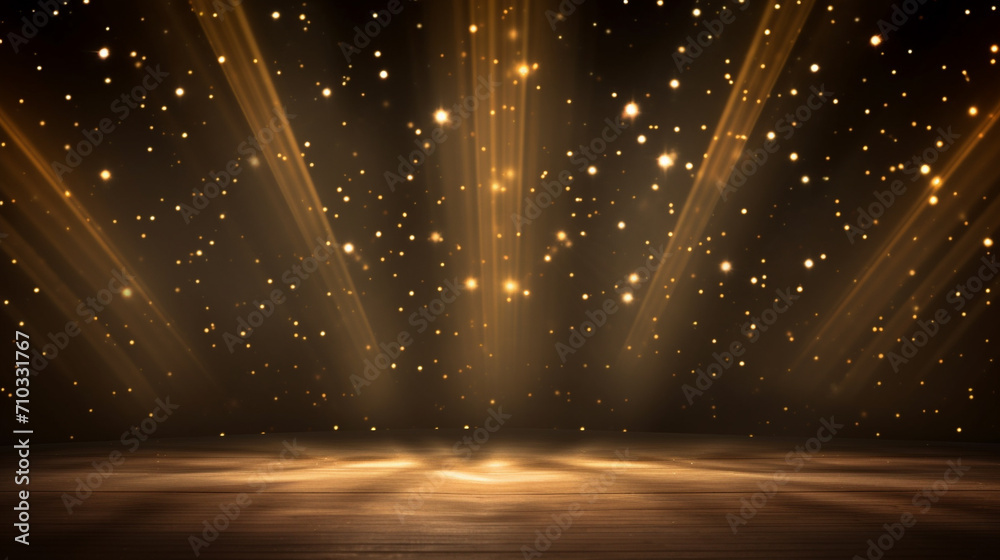 Canvas Prints a background image of a stage lit up with spotlights and stars, generative ai