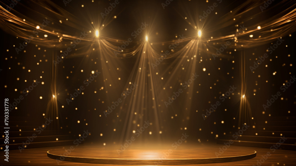 Canvas Prints a background image of a stage lit up with spotlights and stars, generative ai