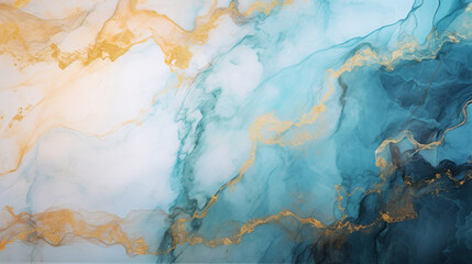 Blue and gold marble texture, blue and gold marble wallpaper, Generative AI - obrazy, fototapety, plakaty